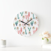 カワイトピンクラマ&グリーンサボテン ラージ壁時計 (ホーム)