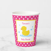 カワイトピンク水玉模様ダックベビーシャワー 紙コップ (裏面)