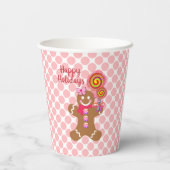 カワイトピンク – クリスマスジンジャーブレッドガールホリデーパーティー 紙コップ (裏面)