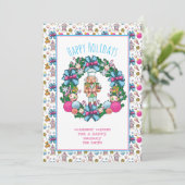 カワイトピンク&ブルークリスマスナッツクラッカーリース シーズンカード (スタンド正面)