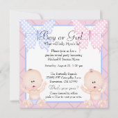 カワイトピンク&ブルーバタフライジェンダーリビール招待状 招待状 (正面)