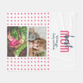 カワイトピン最高のクのハートママ2写真ママの日`s day フリースブランケット (正面(横))