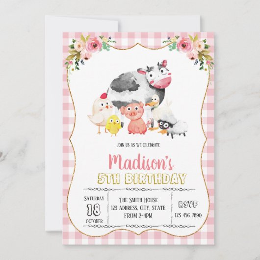 カワイトファームガールパーティの招待状 招待状 (正面)