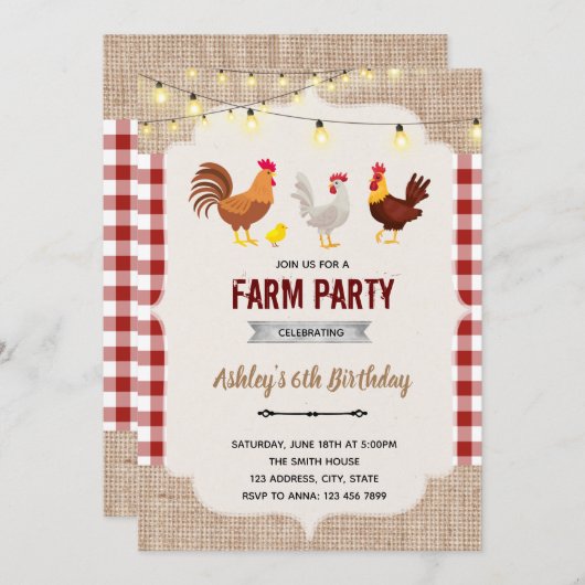 カワイトファームチキンテーマ招待 サンキューカード (正面/裏面)