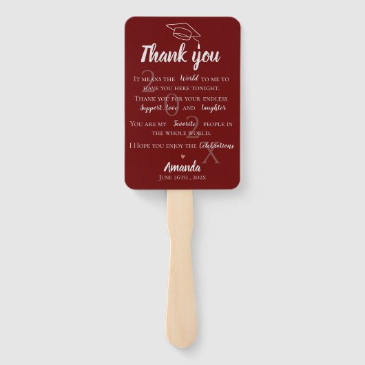 カワイトフォト引用文Red 2022卒業ありがとう ハンドファン (裏面)