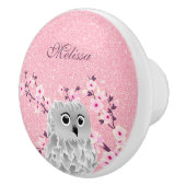 カワイトフクロウさくらんぼブラッズピンクグリッターガールズ セラミックノブ (右)