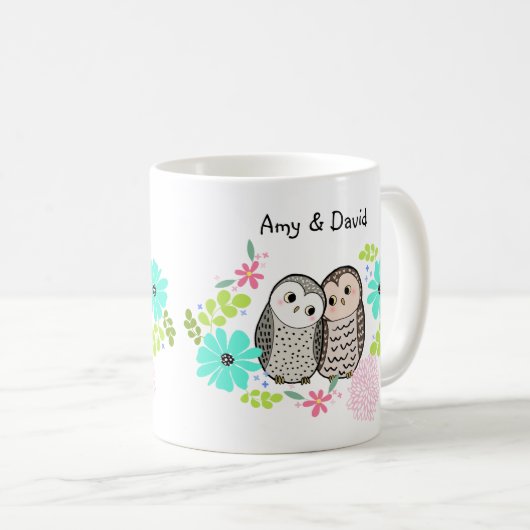 カワイトフクロウカパーソナライズされたップル名前をカスタムする  コーヒーマグカップ (正面右)