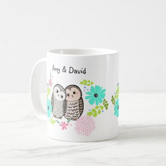 カワイトフクロウカパーソナライズされたップル名前をカスタムする コーヒーマグカップ (正面左)