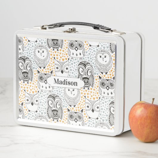 カワイトフクロウズ名前をカスタムする弁当 メタルランチボックス (インサイチュ)