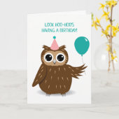 カワイトフクロウプン誕生日グリーティングカード カード (黄色い花)