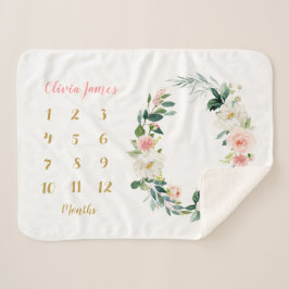 カワイトフローラベビーガールマイルストーン月刊ベビー シェルパブランケット