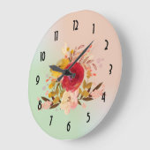カワイトフローラ水彩ブーケ ラージ壁時計 (傾斜)