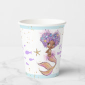 カワイトブラウン人魚ベビーシャワー紙 紙コップ (正面)