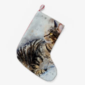 カワイトブラウン虎猫水彩画 スモールクリスマスストッキング (正面 (吊り時))