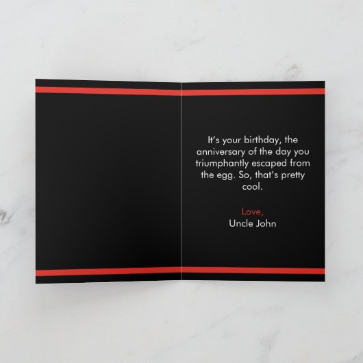 カワイトブラックおもしろいチキンケーキ&ギフト誕生日 カード (内部)