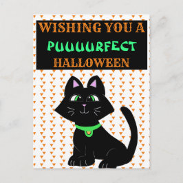 カワイトブラックキャットハッピーハローウィン ポストカード