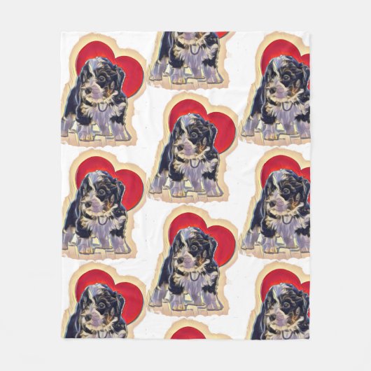 カワイトブラックタンポップアートベルヌドールデジタルハート フリースブランケット (正面)