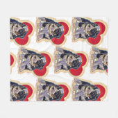 カワイトブラックタンポップアートベルヌドールデジタルハート フリースブランケット (正面(横))