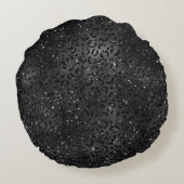 カワイトブラックチータヒョウスキンプリント動物 ラウンドクッション (裏面)