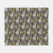 カワイトブルフロッグ顔動物自然パターン フリースブランケット (正面(横))