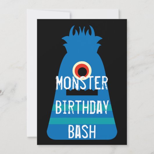 カワイトブルーモンスターバースデーパーティ招待状 招待状 (裏面)