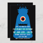 カワイトブルーモンスターバースデーパーティ招待状 招待状 (正面/裏面)