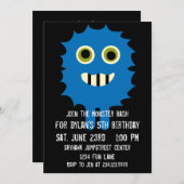 カワイトブルーモンスターバースデーパーティ招待状 招待状 (正面/裏面)