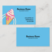 カワイトブルー&ピンクコーンスプリンクルズアイスクリームショップ 名刺 (正面/裏面)