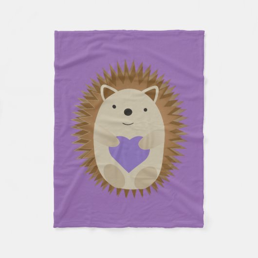 カワイトヘッジホッグで紫のハート フリースブランケット (正面)