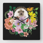 カワイトヘッジホッグ スクエア壁時計 (正面)