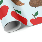 カワイトヘッジホッグ&リンゴラッピング紙 ラッピングペーパー (ロールコーナー)