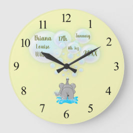 カワイトベビーエ吹レファントのモノグラムの泡 ラージ壁時計