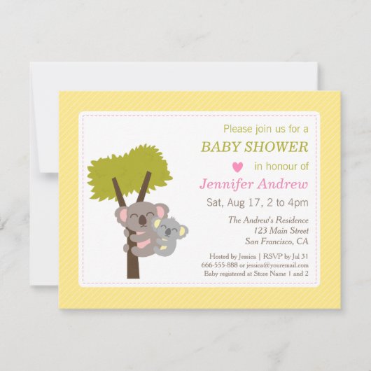 カワイトベビーコアラベア&ママベビーシャワー 招待状 (正面)