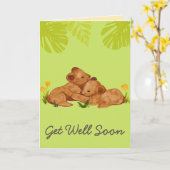 カワイトベビーライオンと勇気付けられるがグリーンに カード (黄色い花)