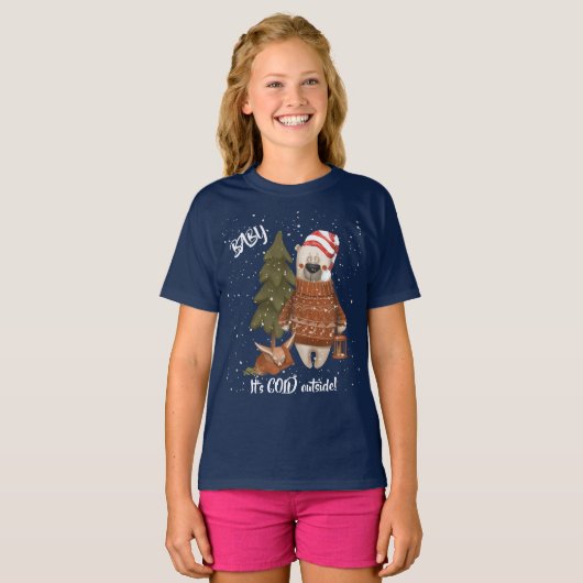 カワイトベビー外は寒い熊とキツネ Tシャツ (正面フル)