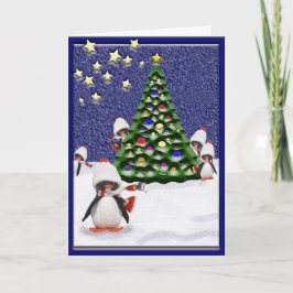 カワイトペンギンクリスマスツリースノーシーンカスタム シーズンカード