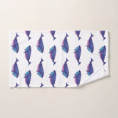 カワイトホエールアートスケッチ(青白海) バスタオルセット (ハンドタオル)