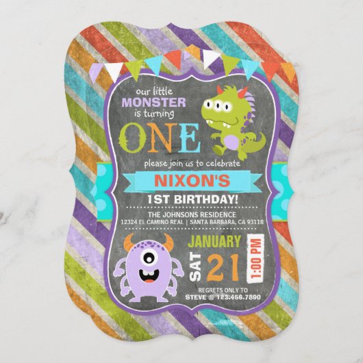カワイトホラーリトルモンスターズ誕生日 招待状 (正面/裏面)
