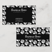 カワイトホワイトアンドブラックペープリントパターンドッグ歩く 名刺 (正面/裏面)