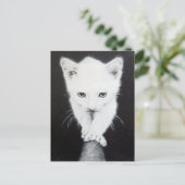 カワイトホワイトキッテン動物スケッチ猫好き ポストカード (スタンド正面)