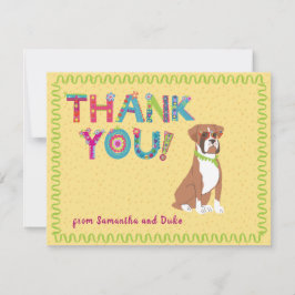 カワイトボクサーおもしろいカラフルフローラ文字         サンキューカード