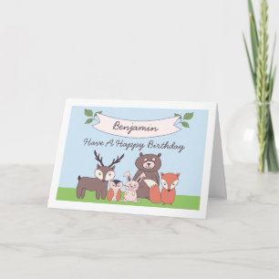 カワイトボーイズウッドランド動物誕生日カード カード