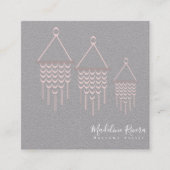 カワイトマクラメアーティスト手作りデザインピンク スクエア名刺 (正面)