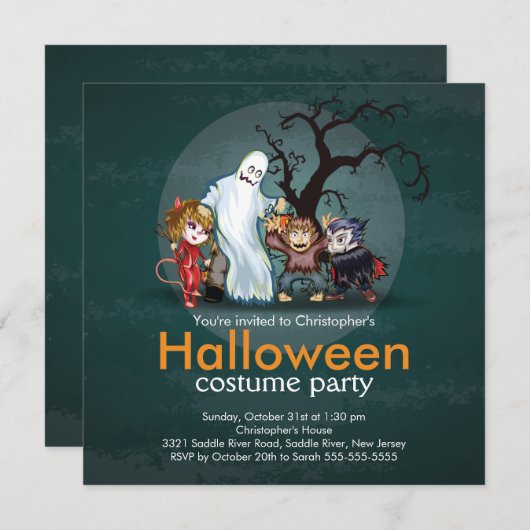 カワイトモンスターハロウィーン衣装パーティの招待状 招待状 (正面/裏面)