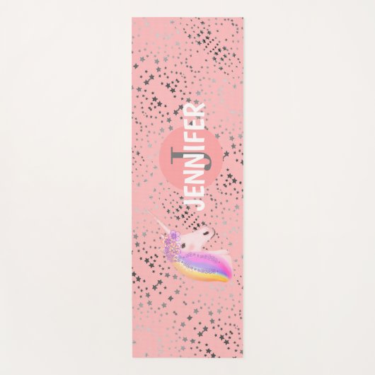 カワイトユニコーン赤面ピンクファンタジースパーソナライズされたター ヨガマット (正面)