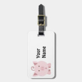 カワイトラウンドピンク豚 ラゲッジタグ (正面縦)