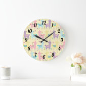 カワイトラマスピンクイエローパープルブルー ラージ壁時計 (ホーム)