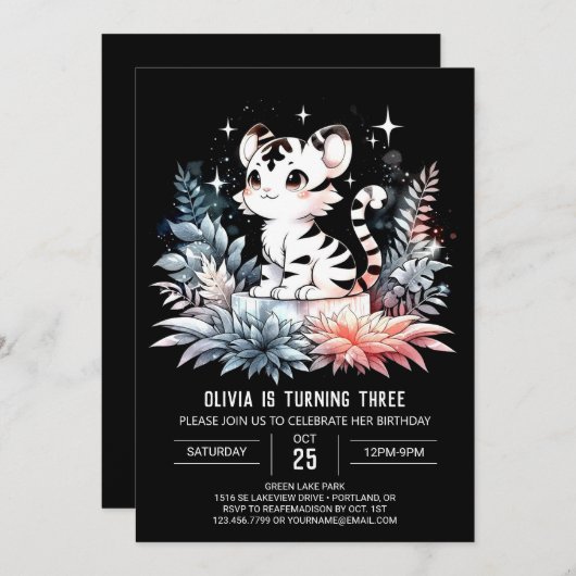 カワイトラモダン誕生日 招待状 (正面/裏面)