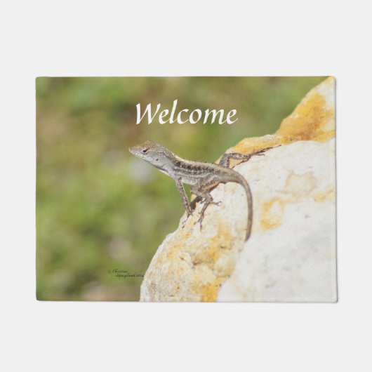 カワイトリザードアノールWelcome Doormat ドアマット (正面)