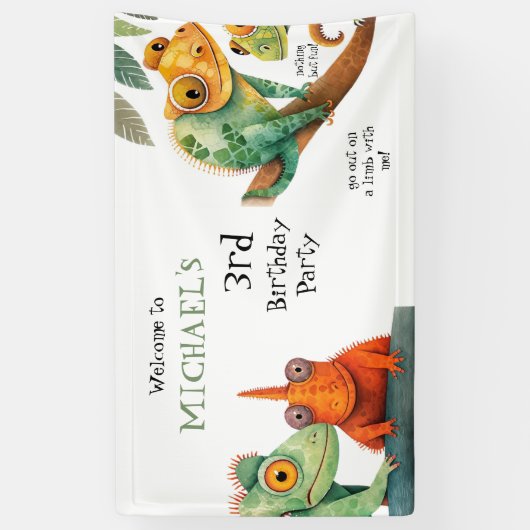 カワイトリザードボーイバースデーパーティーへようこそ 横断幕 (縦)
